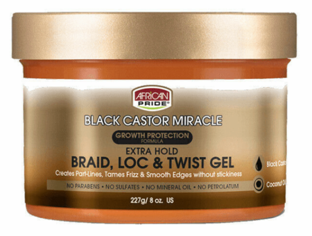 African Pride Black Caster Miracle Braid, Loc & Twist Gel 227g