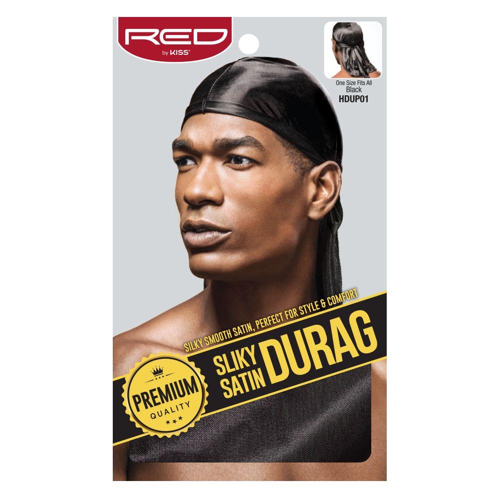 Red By Kiss Silky Satin Durag Extra Long Tail - Black | BeautyFlex UK